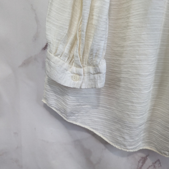 & Other Stories Peasant Top Size 4 Small White Button Popover Blouse 3/4 Sleeve - Picture 10 of 14